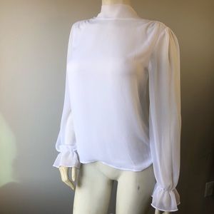 eva mendes NY&C white Sevan Bow Blouse  XS